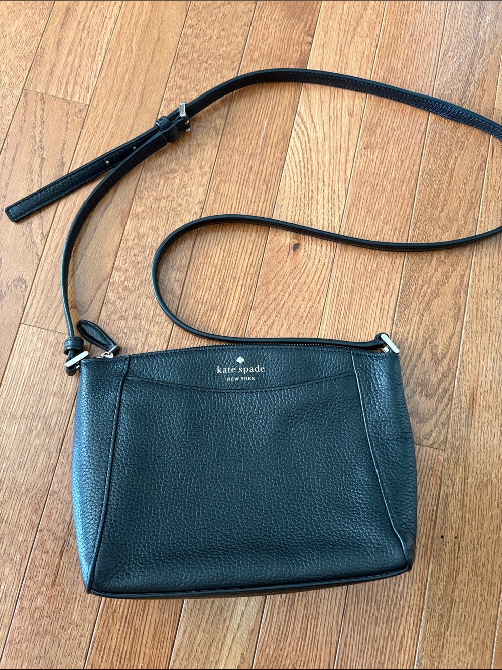 kate spade monica black pebbled leather crossbody with adjustable strap